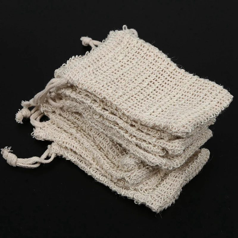 천연 사이잘 비누 가방, 각질 제거 비누 보호기 파우치, 거치대 20 팩