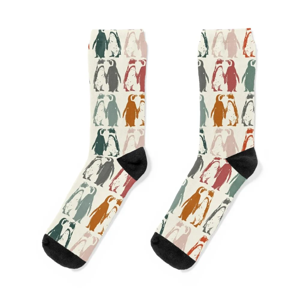 Colourful penguins in vintage colours Socks custom sports hip hop Men's Socks Women's