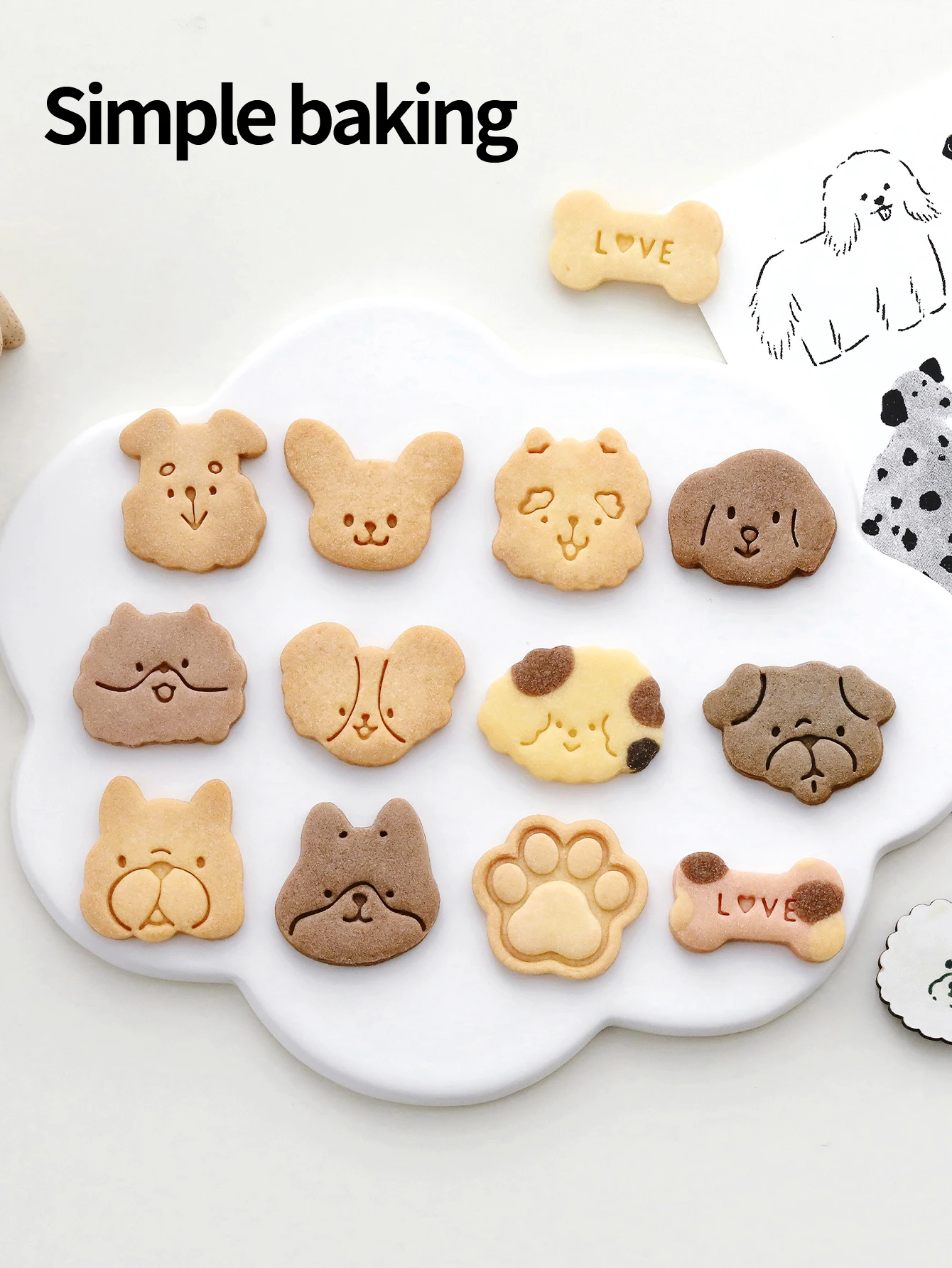 Food Stamps Snacks - 漫画の犬の形をしたクッキー型、子供のお祭り用補助食クッキースタンプ、ペット用スナックツール、クッキーカッター
