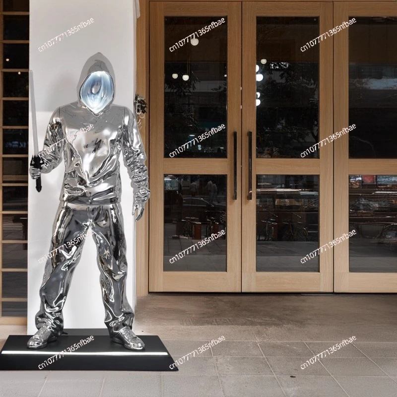 

Shopping mall sweater art sculpture electroplating sitting model large ornament bar ktv hall opening character decoration