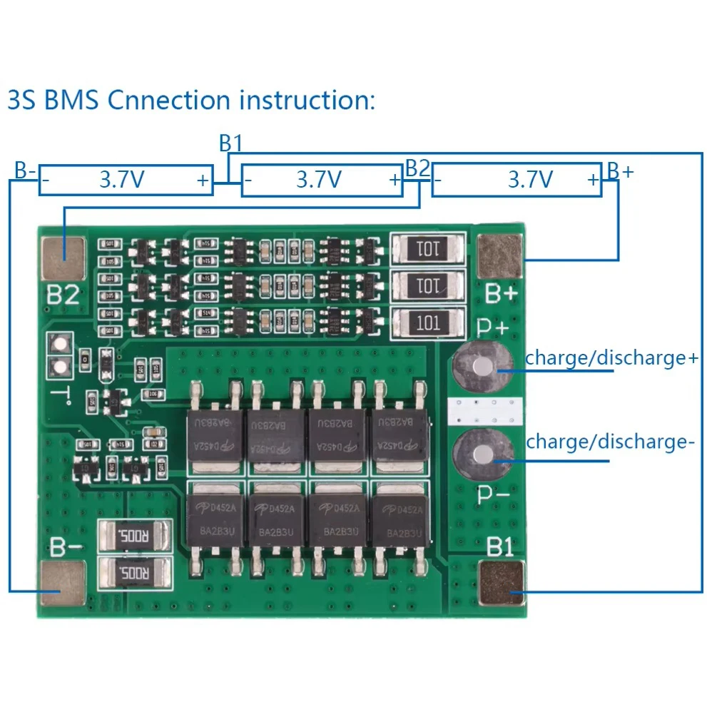 3S 4S 40A 60A Li-ion Lithium Battery Charger Protection Board 18650 BMS For Drill Motor 11.1V 12.6V/14.8V 16.8V Enhance Balance