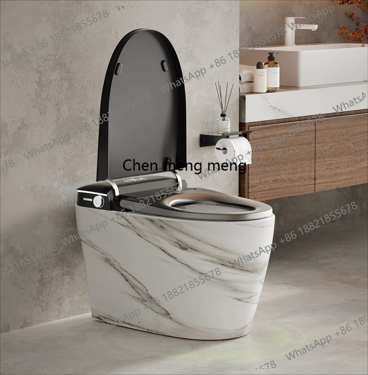 Household siphon imitation marble pattern automatic smart toilet toilet has no water pressure limit