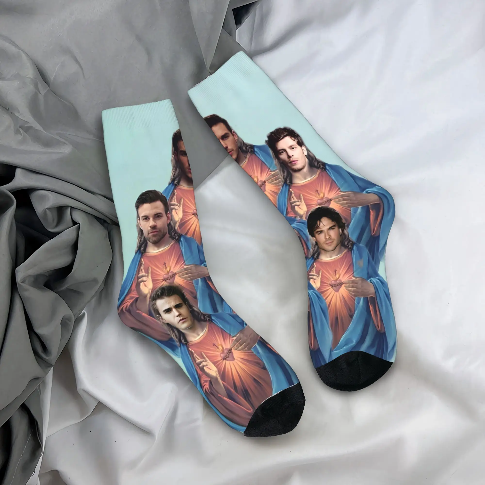 The Vampire Diaries Damon Salvatore  TV Series Socks Stockings Anti Sweat Men's Socks Quality Winter Novelty Outdoor Socks