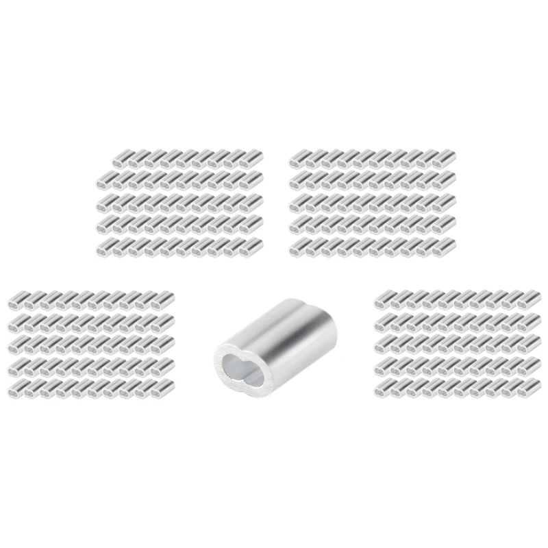 200PCS 1/16 Inch Cable Ferrule Set Aluminum Alloy Crimping Loop Sleeve For Wire Rope