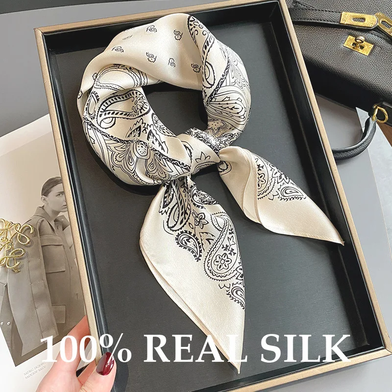 

Paisley Design Hair Headband Square 100% Real Silk Scarf Women Ladies Neck Wrap Neckerchief Shawl Bandana Foulard Female Scarves
