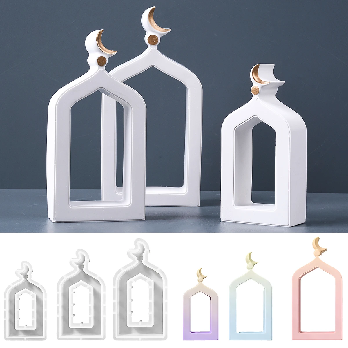 S/M/L Hohl Tür Silikon Ornament Form DIY Handgemachte Eid Dekoration Harz Form Gips Zement Handwerk form Home Decor Liefert