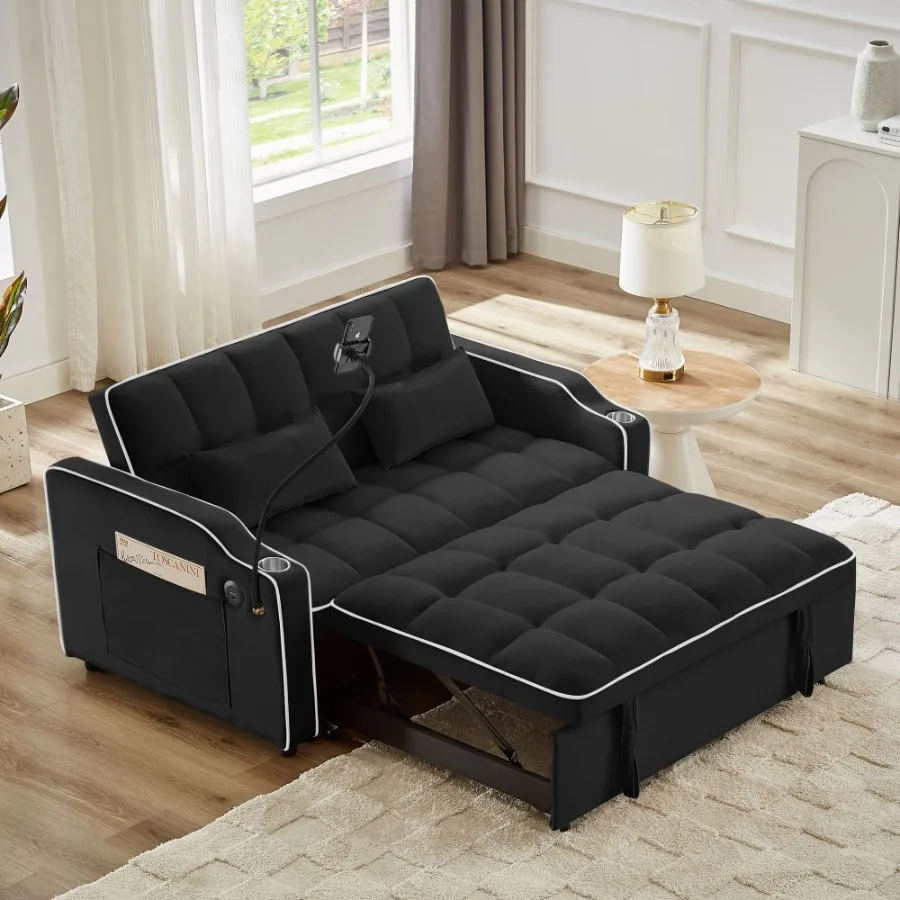 

1 versatile foldable sofa bed in 3 lengths modern sofa sofa sofa velvet pullout bed adjustable back and with USB port and ashtr
