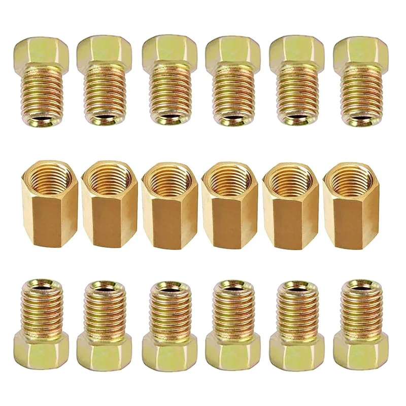 Acessórios de latão para mangueira de freio, acessórios para união de tubo de 3/16 polegadas, conector reto de latão, acessórios para carro