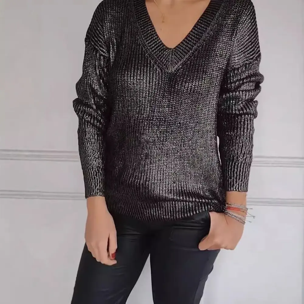 

Свитер с длинными рукавами и круглым вырезом в деловом стиле, облегающий дизайн, прямые рукава-трубы, украшение не требуется