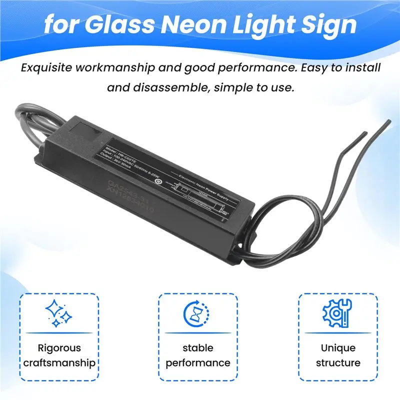 A27F-Wide Voltage Electronic Neon Light Transformer Supply 3KV 30MA 5-25W Fit For Any Sizes Of Glass Neon Light Sign