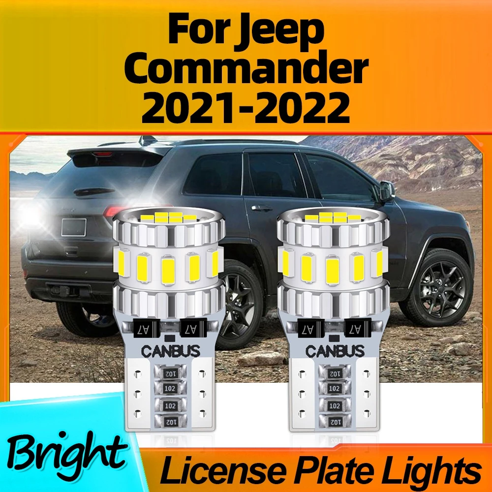 

2Pcs T10 Canbus White 6000K Car LED License Plate Light CSP Chips W5W Auto Lamps Bulbs 800LM For Jeep Commander 2021 2022