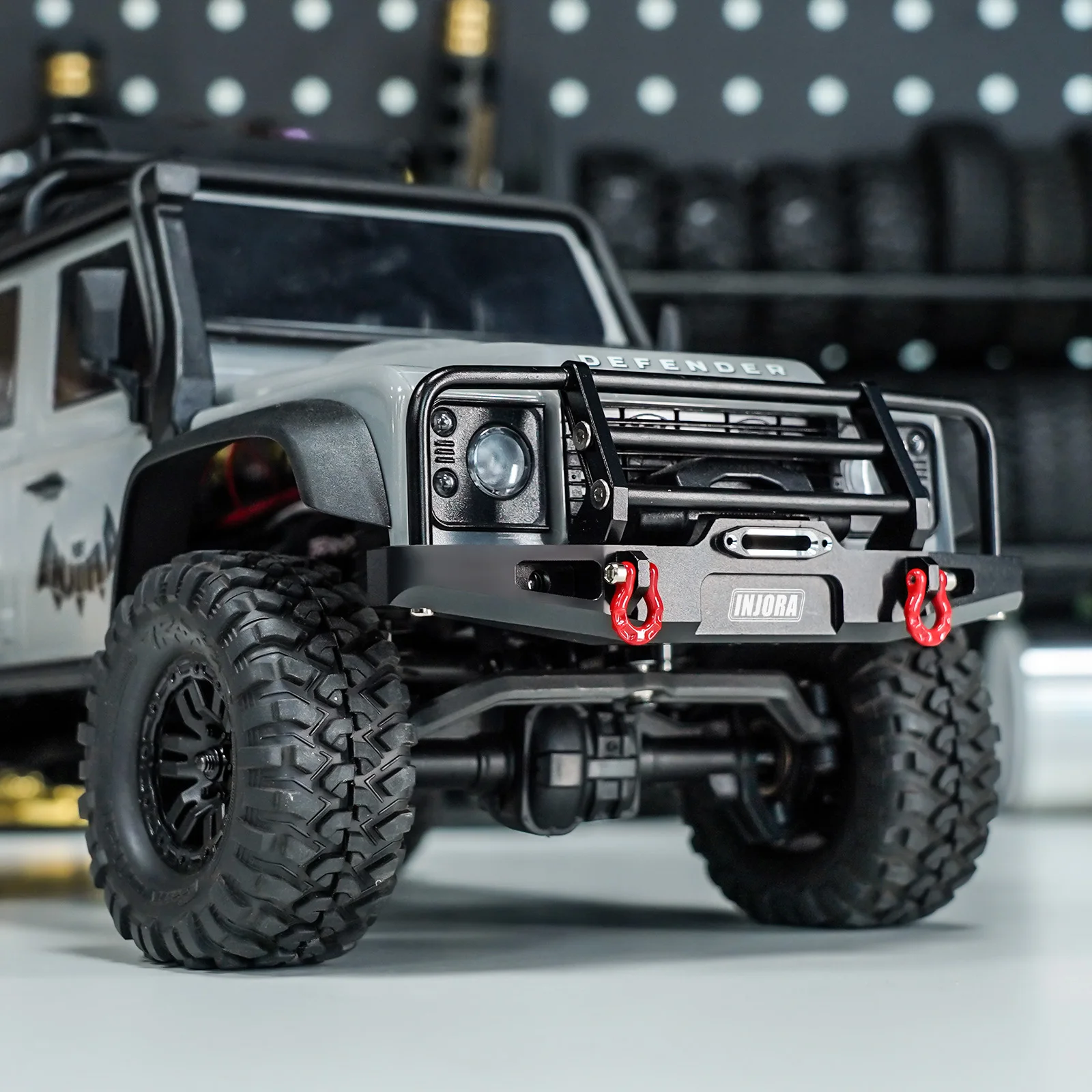 INJORA-CNC Amortecedor dianteiro e traseiro de alumínio com luzes, TRX4M, Defender Upgrade, 1/18 RC, 4M-88