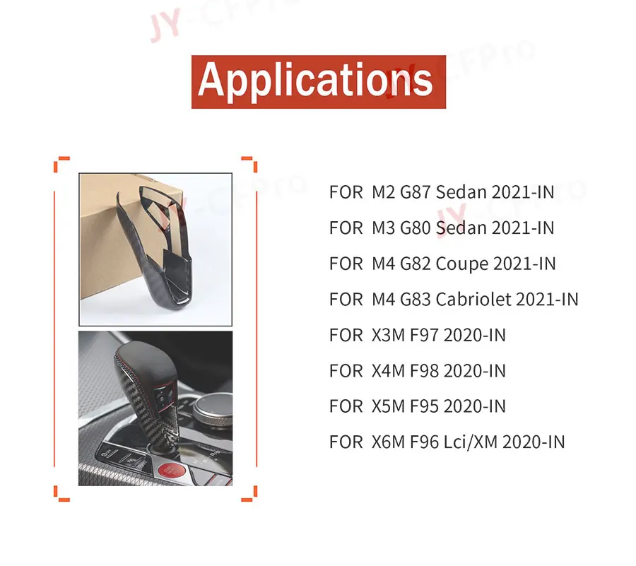 Trockene Carbonfaser-Schaltknaufabdeckung für die Fahrzeuginnenausstattung – Nachrüstung für BMW M2 G87, M3 G80, M4 G82, G83, X3M F97, X45 F98, F95 (2021-2025) – Detail 4