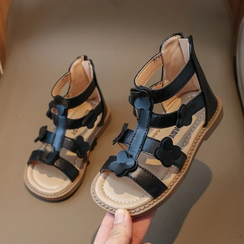 

Gladiator Sandals for Girls Summer Shoes Children's Sandal Boots Back Zip Beach Shoes Sandalias Kids Shoes for Girl Flowers