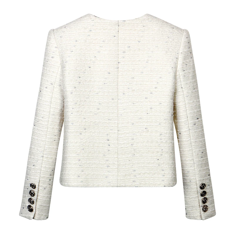 سترة تويد عصرية بتصميم جديد لعام 2025 برقبة دائرية وخفيفة الوزن فاخرة للمشاهير بتصميم مزاجي راقي