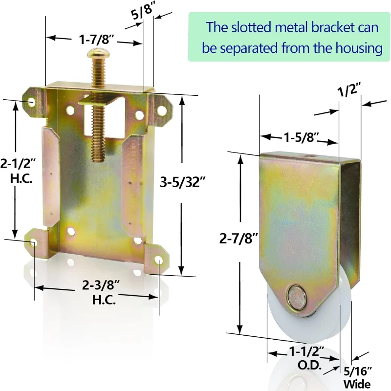 Sliding Mirror Closet Door Rollers Replacement Hardware Fits Contractors Part Hard 1775 Wardrobe Doors Wheels, 1-1/2