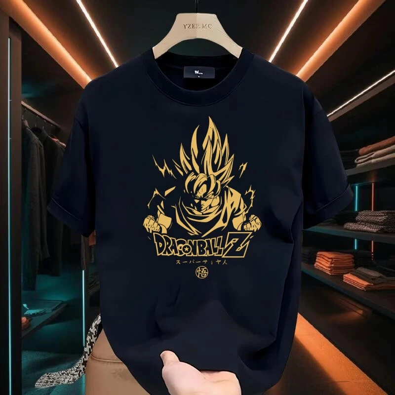 

2026 Summer Dragon Ball Super Saiyan Goku Print T-shirt, Retro Oversized 100% Cotton Tee, Breathable Soft Unisex Anime Top