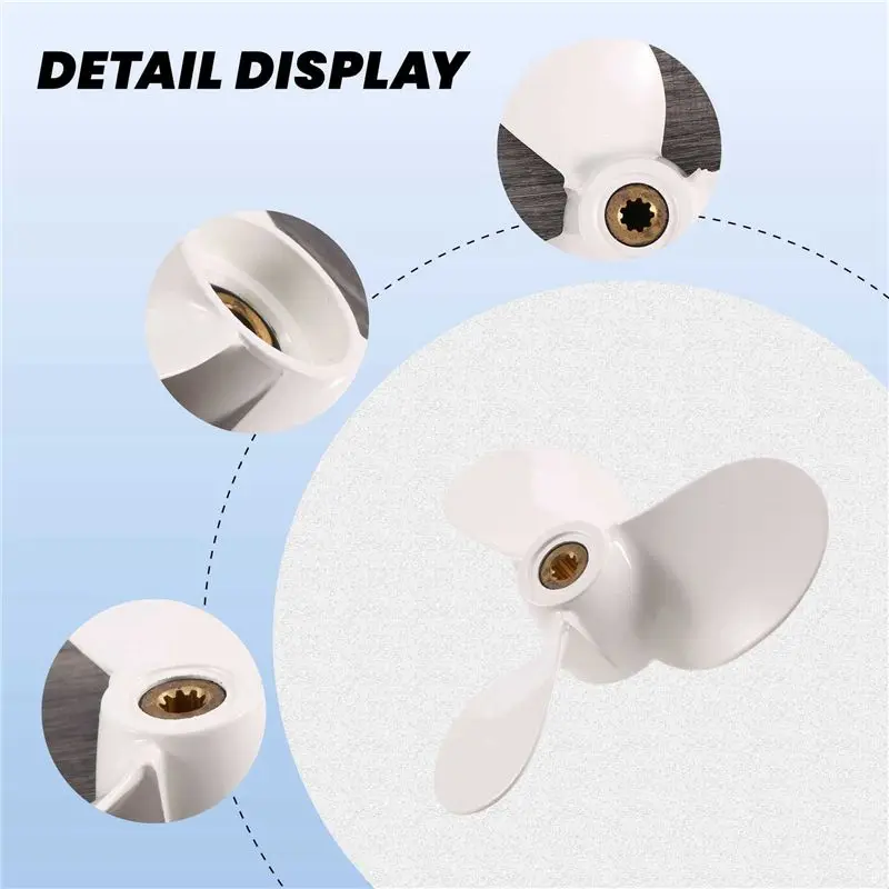 WF-7 1/2X7 For 4Hp 5Hp 6Hp For 9 Tooth Spine Aluminium Propellers Outboard Boat Motors Marine Propeller 6E0-45943-01-El