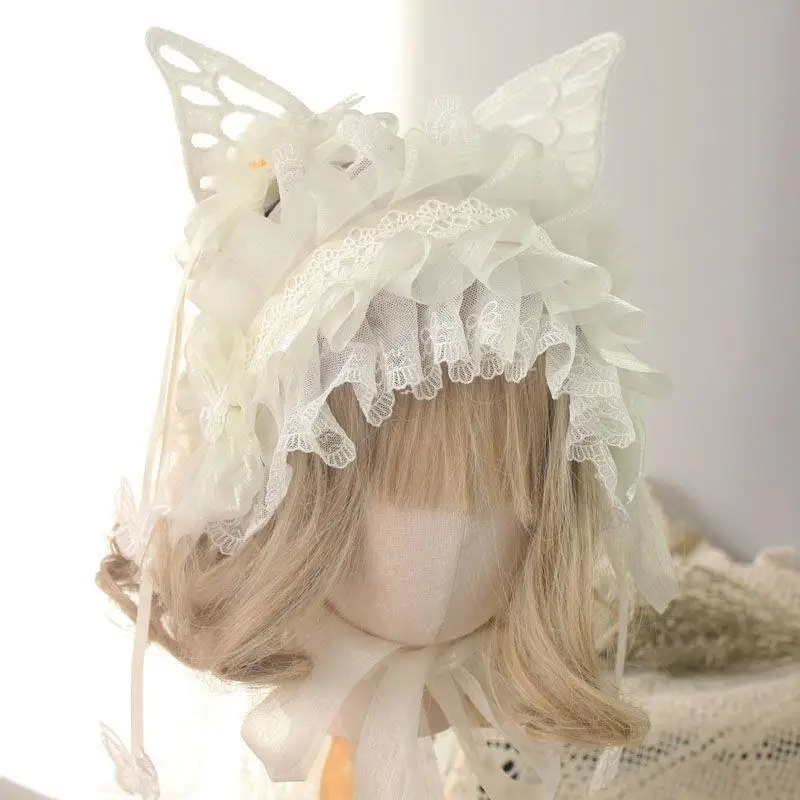Spinka do włosów w kształcie motyla Lolita Maid Goth Barrettes Devil Wing Spinka do włosów Bat Wing Cosplay Koronkowa wstążka Kokarda Akcesoria do włosów