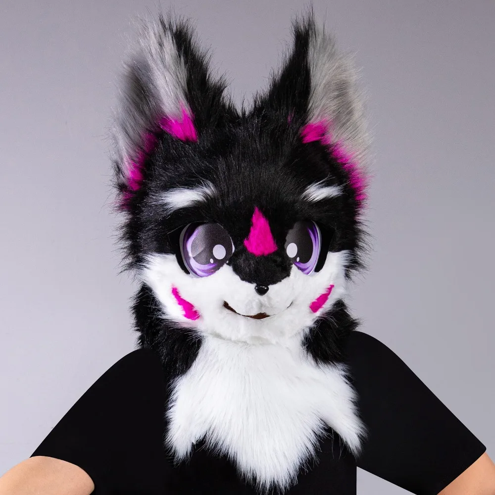 Furry Head Fursuit Kemono Head Custom Fursuit Headsets Dragon Dog Costume Animal Beast Clothing Plash Gloves Paw Fluffy Gift