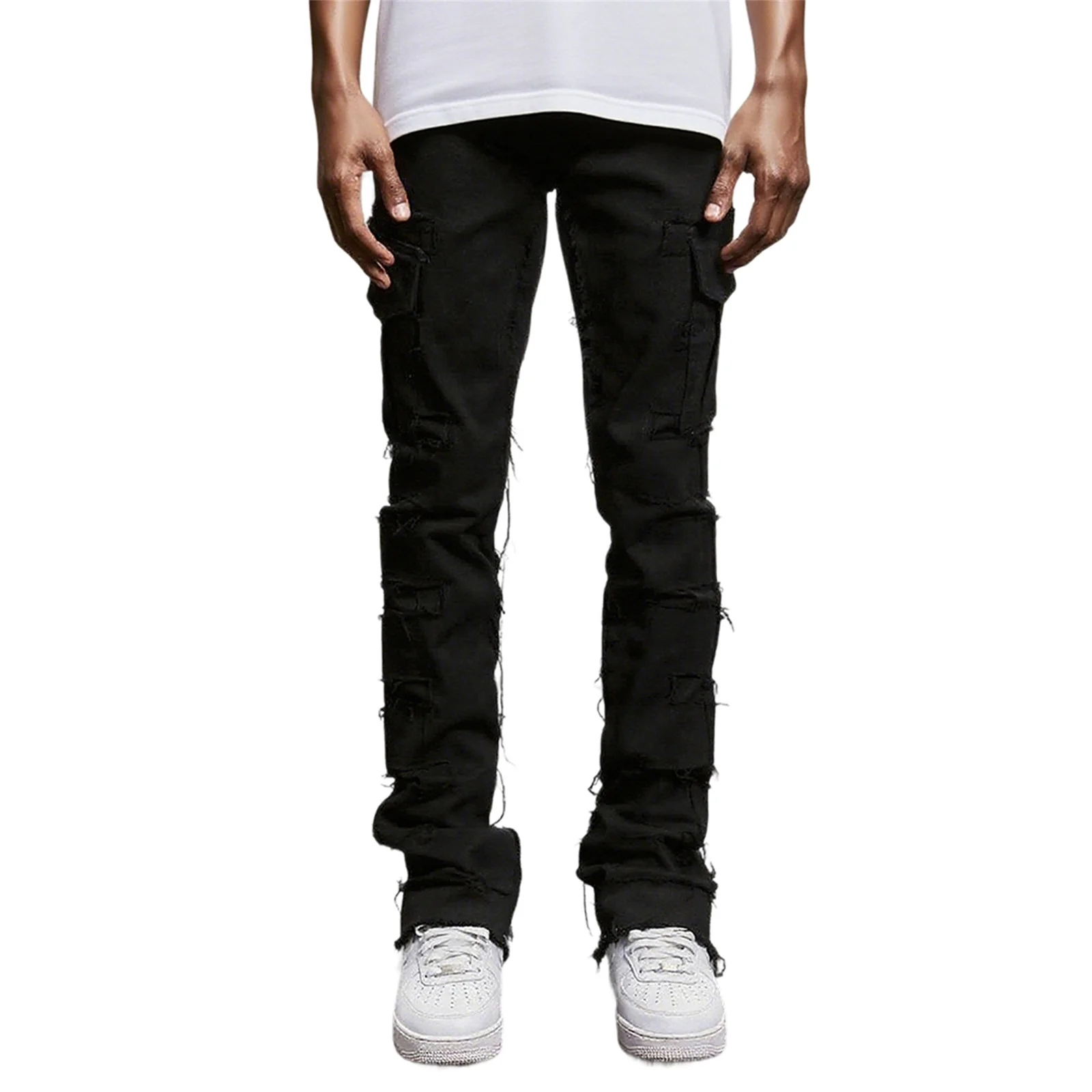 

Мужские джинсы весна-лето, модные рваные уличные джинсовые брюки с боковыми карманами