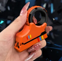 Fidget Spinner Gun Toy Haptic Sensory Slider with Stress Relief Ratchet Wheel Metal Ring for Kid Adult School Office Finger Play