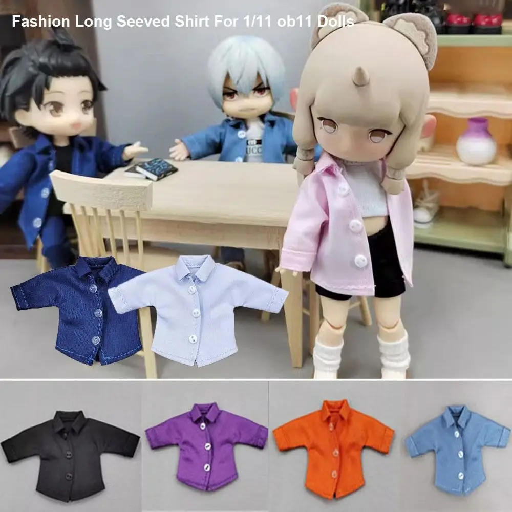 

Fashion Doll Long Seeved Shirt 10 Styles Gift Toys Doll T-shirt Jeans Tops Casual Wear for 1/11 ob11 Dolls For 1/12 Bjd Dolls
