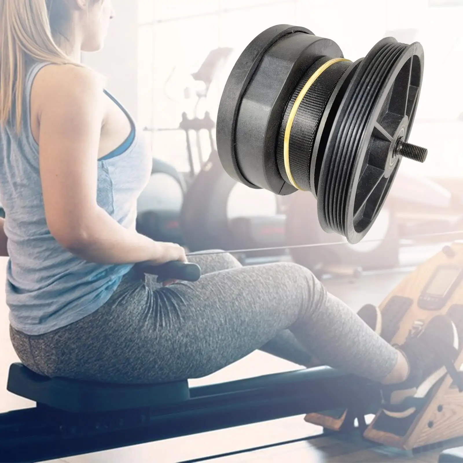 Durable Webbing Rebound Damper Resistance System Rowing Machine Belt Pulley Replacement Gym Rower Spring Box Gravity Wheel Home
