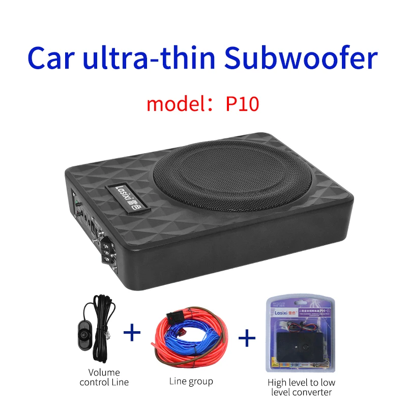 10 inch car ultra-thin subwoofer 12V active built-in amplifier under seat subwoofer ultra-thin shell HiFi level high-power subwo