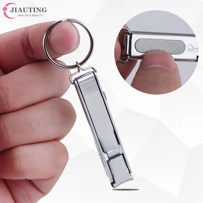 1PC Ultra-Thin Nail Clippers Collapsible Portable Travel Fingernail Keychain Nail Scissors Cutter Stainless Steel Manicure Tool