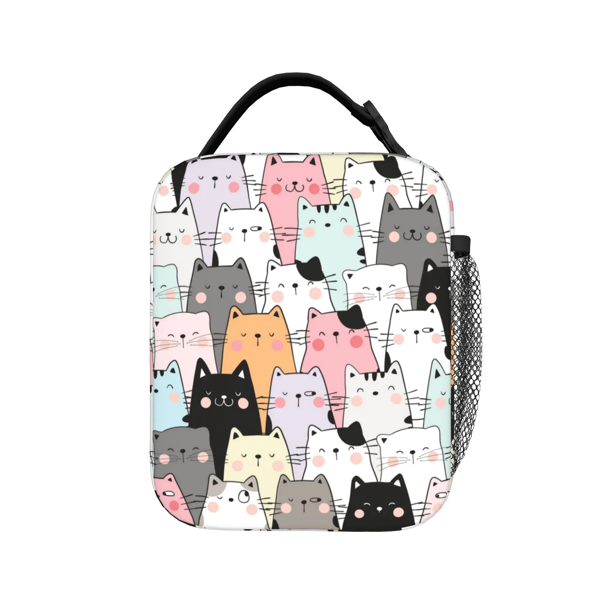 Cat Land Kawaii Pet Animals Lunch Bag  Picnic Lunch Box For Men Fashion Designer Tote Food Bags Oxford Convenient Cooler Bag