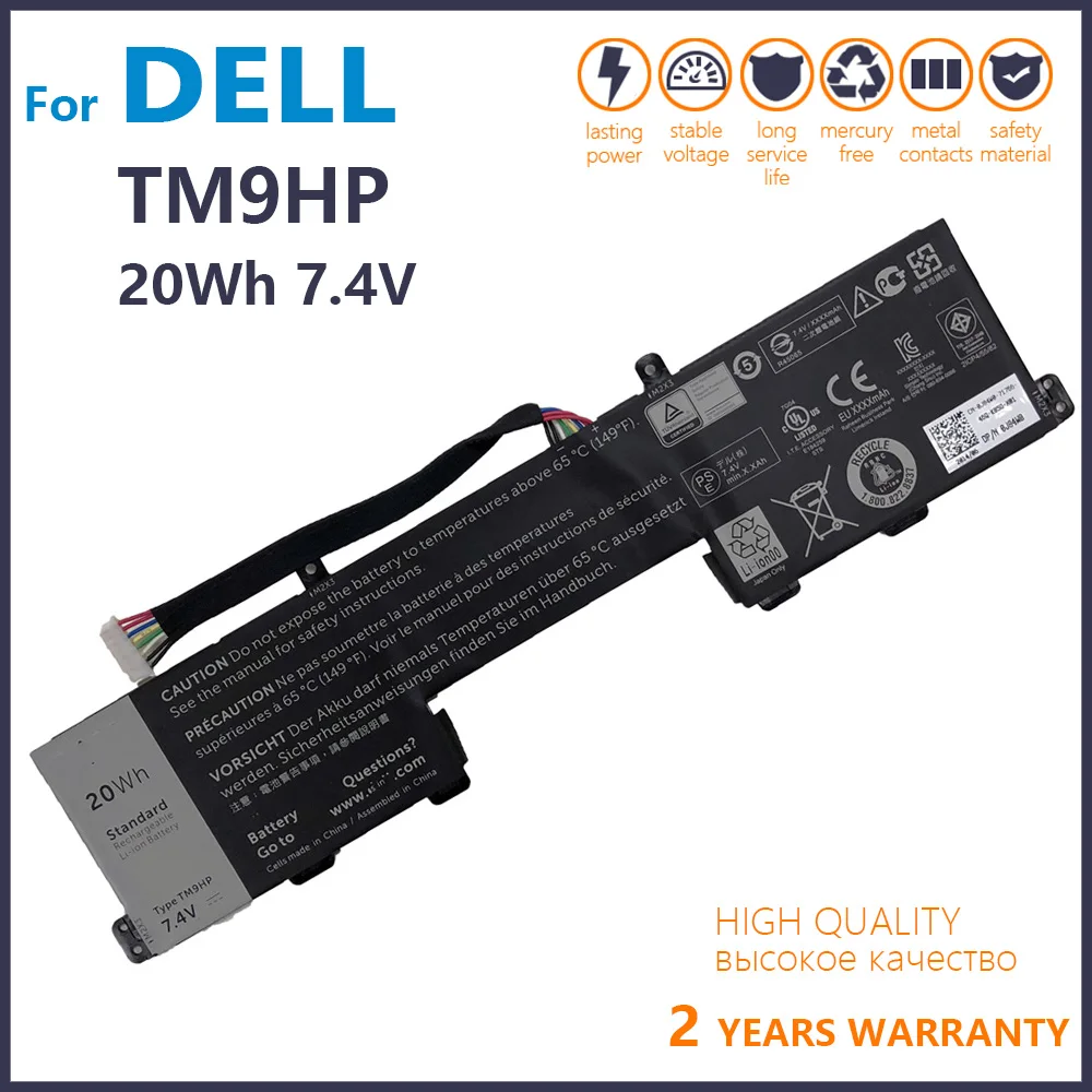 

Genuine TM9HP Laptop Keyboard Battery For Dell Latitude 13 7350 Tablet Series FRVYX 0FRVYX J84W0 0J84W0 7.4V 20Wh Replaceable