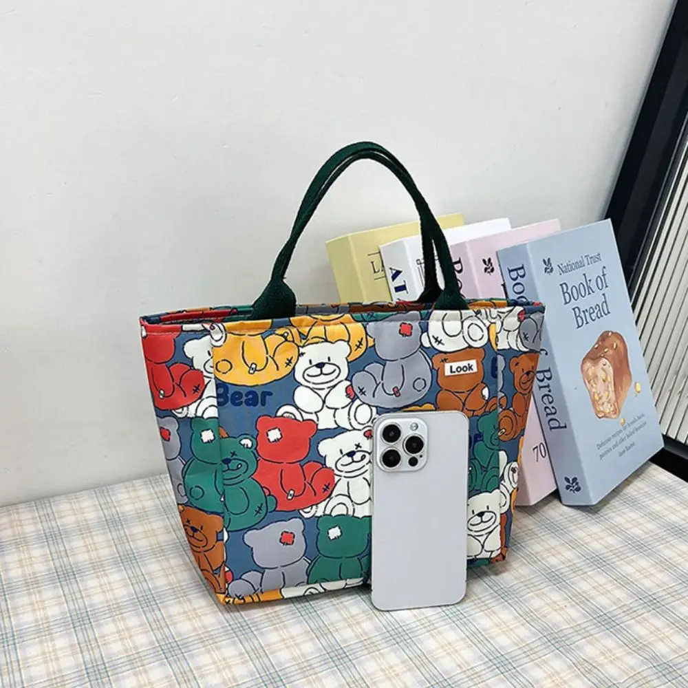 Tas tangan kapasitas besar kartun Graffiti Fashion tas belanja dicetak tas tangan kain Denim tas santai nilon perempuan