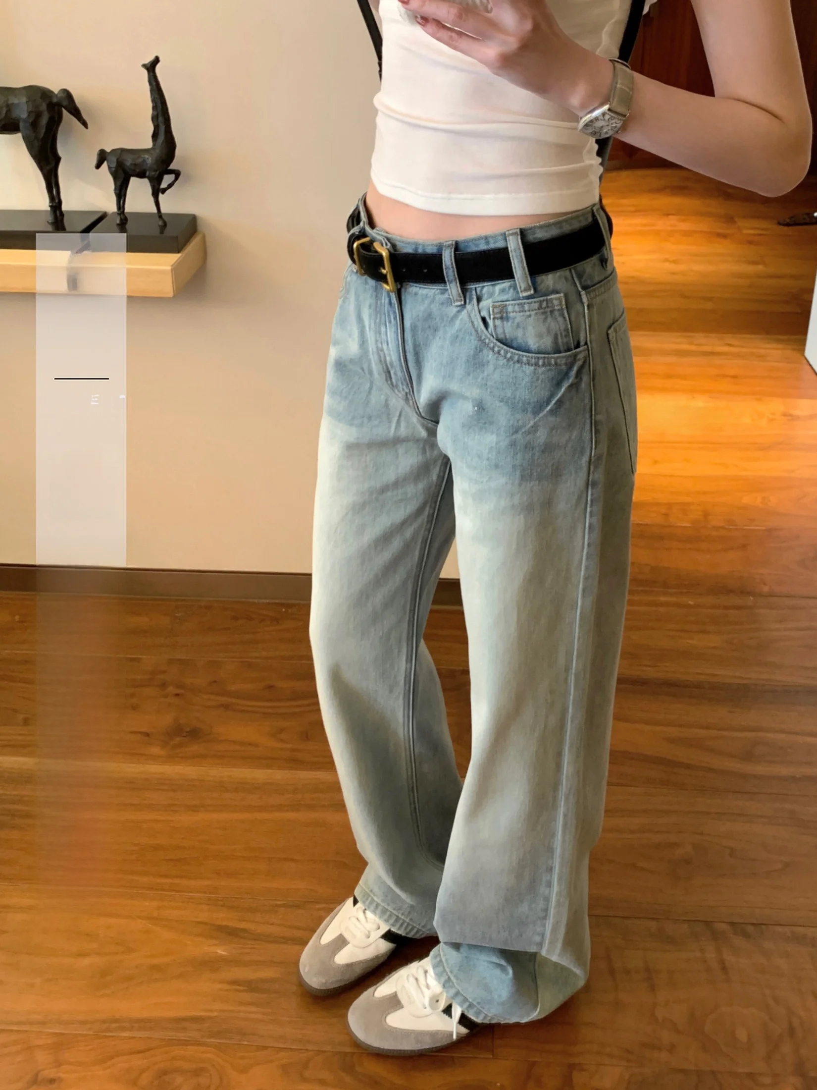 

Женские джинсы с низкой посадкой, прямые, синие, тонкие, модные, повседневные, весна-лето, джинсовые, прямого кроя, с низкой талией