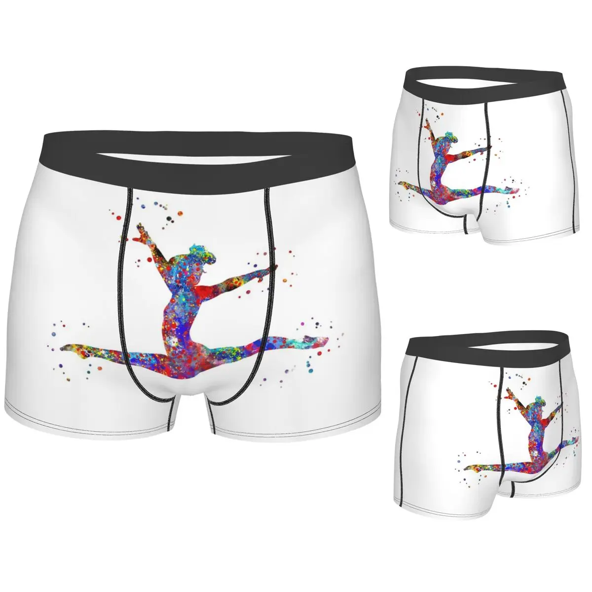 

Boxer Underpants Shorts Gymnastics Girl, Watercolor Gymnastics Panties Male Breathable Underwear for Homme Man Boyfriend Gift