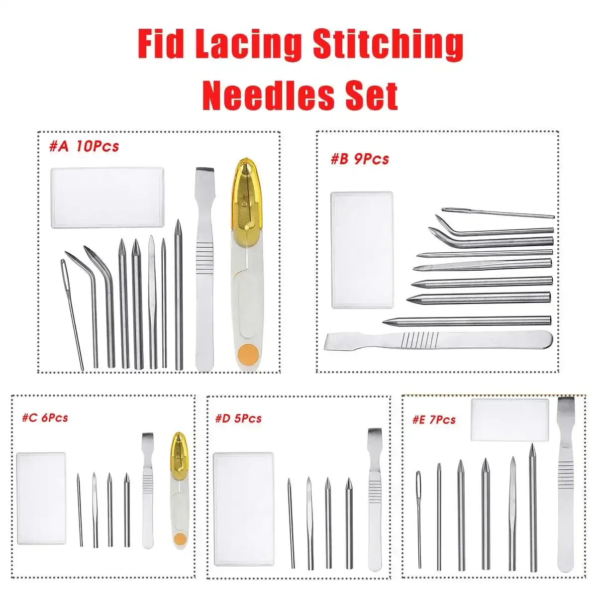 

Stainless Steel Paracord Stitching Needles Set Portable Lacing Smoothing Tool For Rope Bracelet Knitting Needle