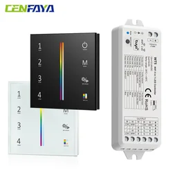 WIFI TUYA RGBCCT LED Strip Smart Controller KIT 5CH DC12V 24V Dimmer RF 2.4G 4 Zone Wall Mounted Touch Panel Remote Controller