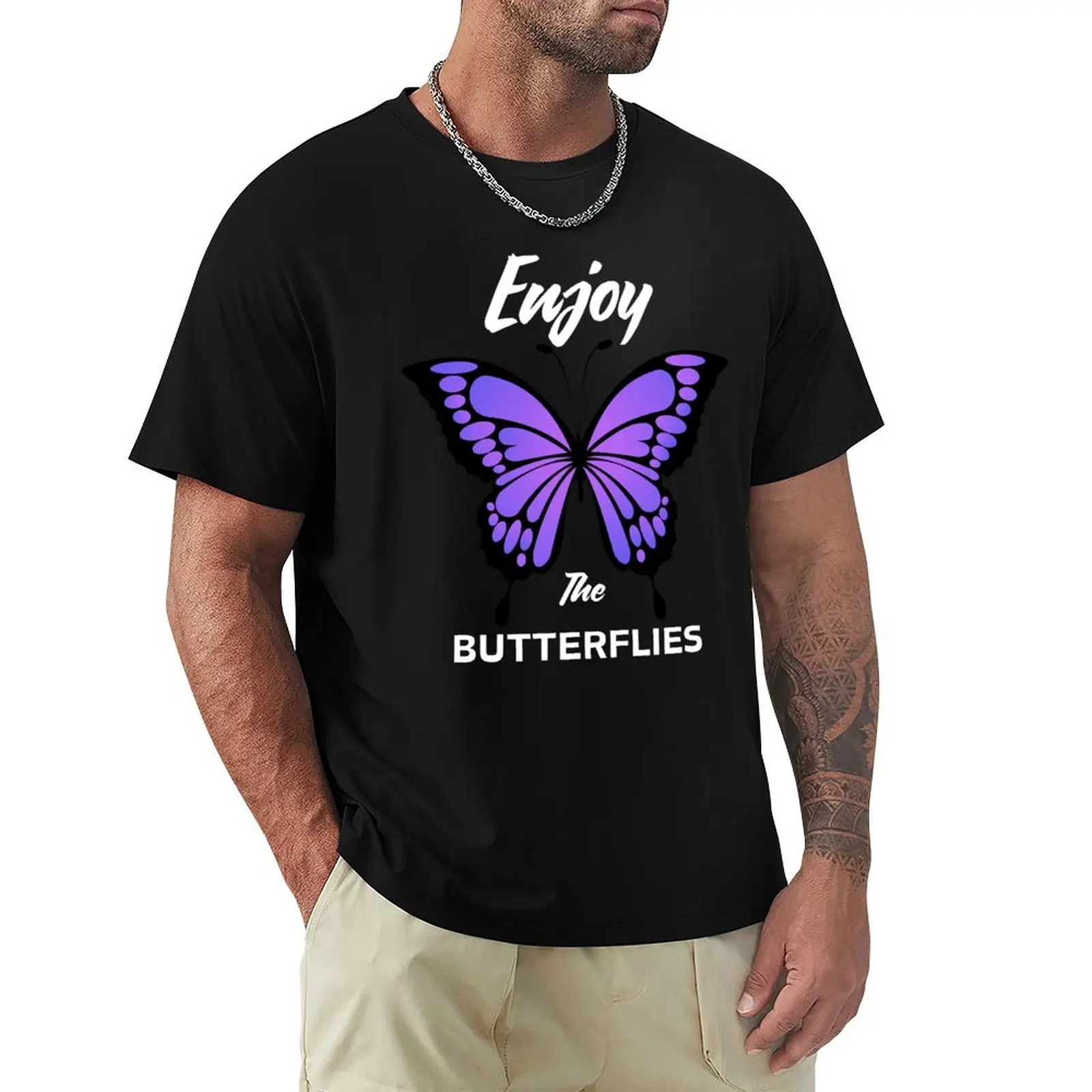 Enjoy the Butterflies T-Shirt Simple Graphic Design T-Shirt