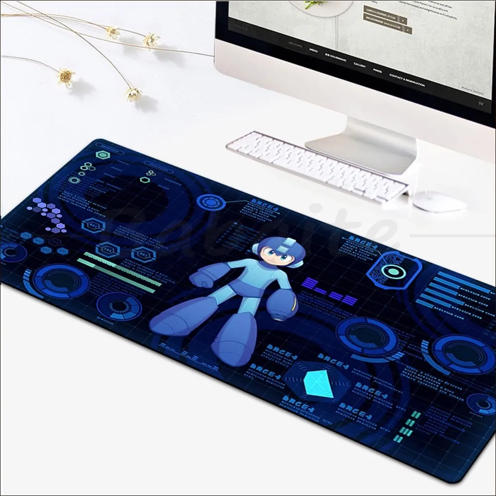 Megaman Anime  Mousepad girl pad Keyboards Mat Rubber Gaming mousepad Desk Mat Size for large Edge Locking Game Keyboard Pad