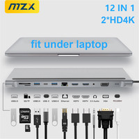 MZX 12 in 1 MST Docking Station USB Hub Multi 3 0 C Type A HDMI-Compatible VGA DP Concentrator Extensor RJ45 Adapter Dock Laptop