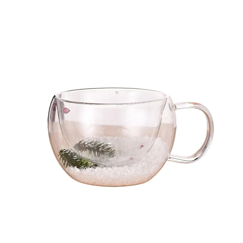 

:Creative Double Layer Flower Glass Cup Insulated Transparent Water Cup Flower Printed Water Bottle Coffee Mug Holder Home Decor