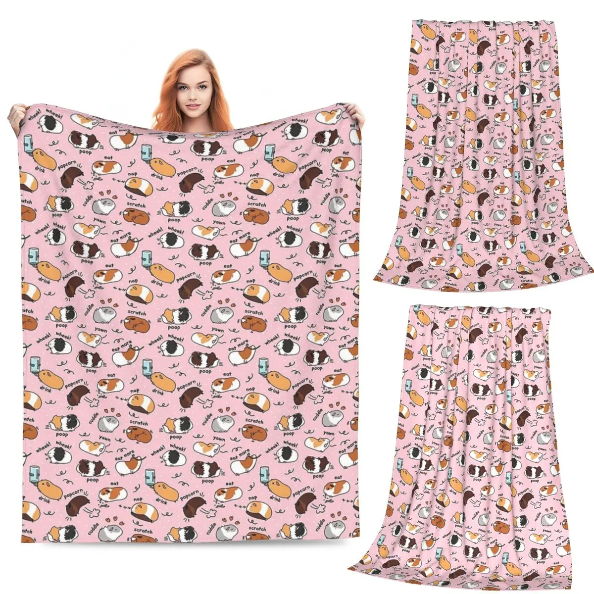 

Guinea Pig Daily To-Do List - Pink Background Blankets Flannel Throw Blankets for Couch Bedding Office Throws Bedspread Quilt