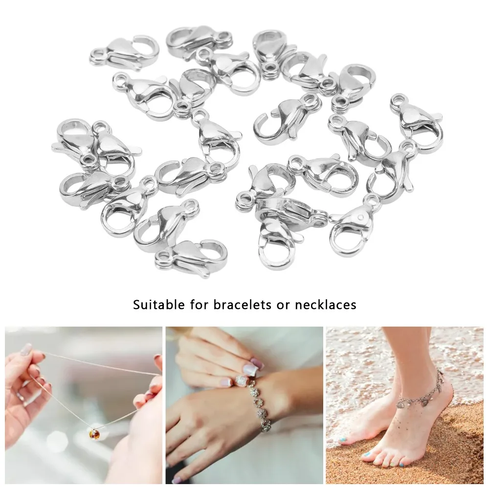 25pcs Jewelry Clasps Stainless Steel Lobster Claw Clasps Silver 9x6mm Lobster Clips Gold Jewelry Making Clasps Accessories