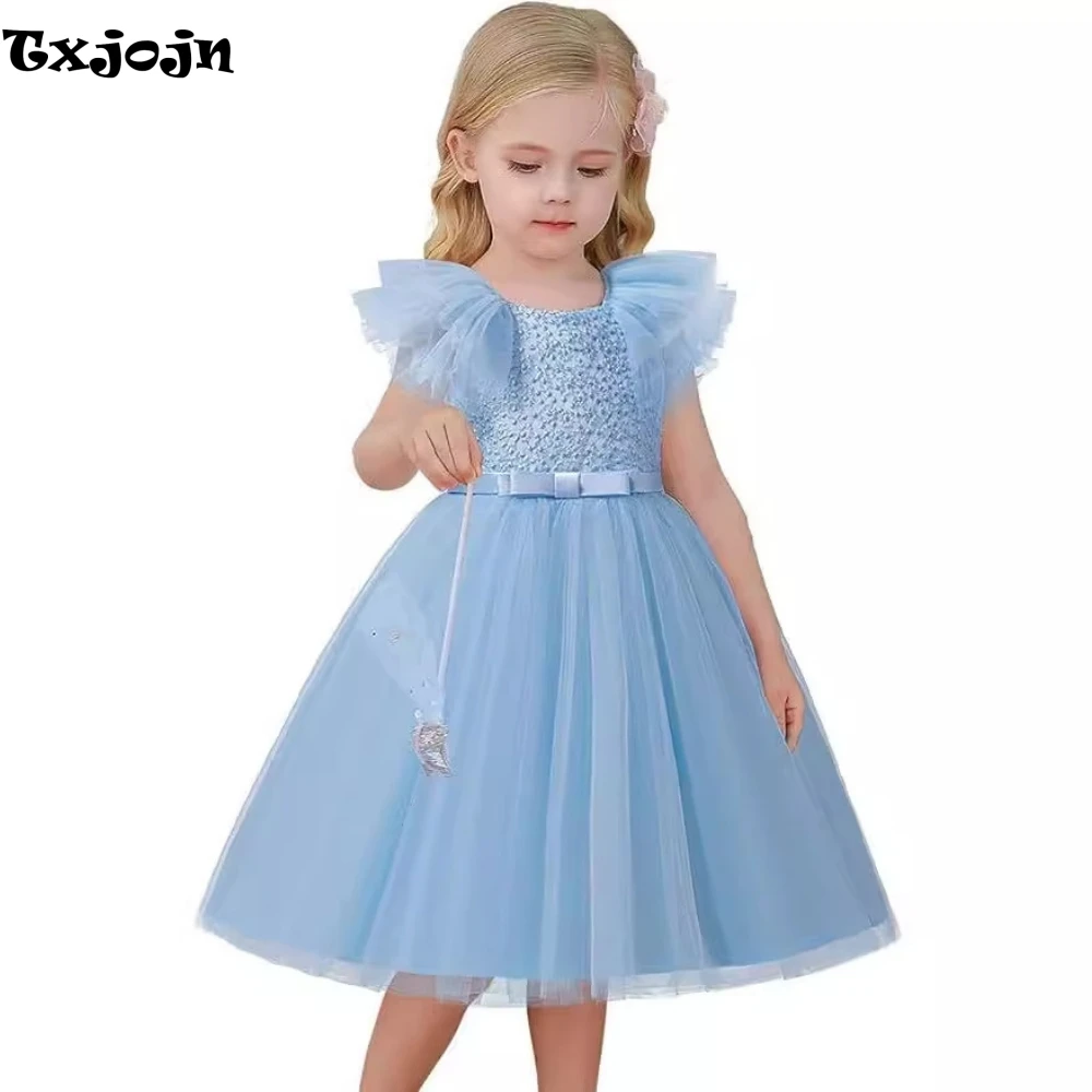 Flower Girls Dresses For Wedding High Quality Elegant Knee-length Ball Gown Birthday Party School Performance Activities