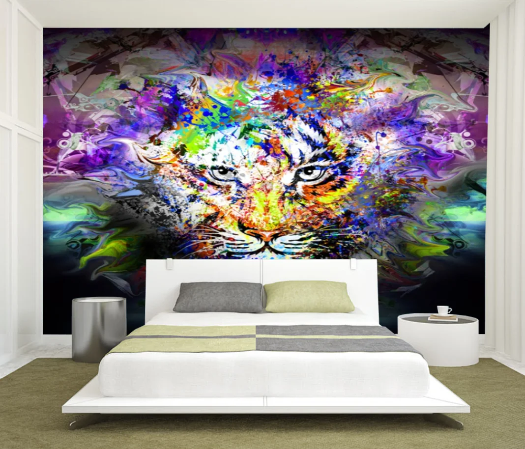 

Custom mural color graffiti art music bar color tiger ktv tooling bedroom background wall wallpapers home decor