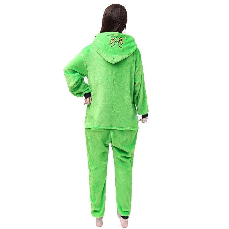 Women Clothing Green Monster Kigurumi Cartton Onesies for Adult Pajamas Halloween Cosplay Costume Christmas  One-Piece Sleepwear