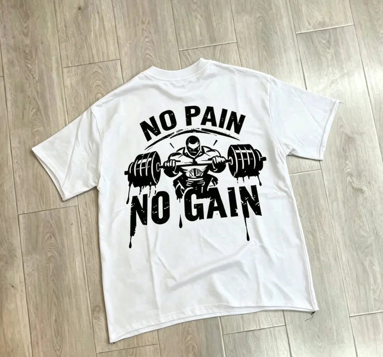 2026 Men No Pain No Gain Weightlifting Graphic Hoodie Gym Workout Back Print Streetwear Hooded Sweatshirt