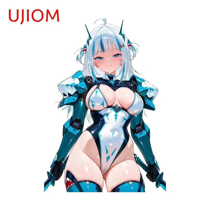 UJIOM NSFW Gawr Gura สติ๊กเกอร์ติดผนังสาวกระต่ายตู้เย็นยืนท่าทางกราฟิกรูปลอกตู้ครัวครีมกันแดดตกแต่ง