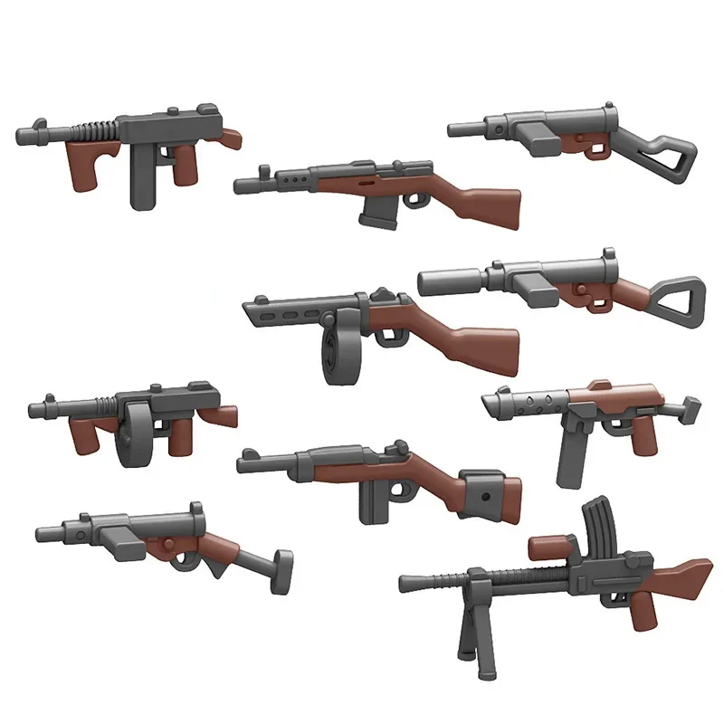 WW2 Bazooka Building Blocks Soldier Figure Military Weapon Spray Paint Pad Printing Gun Military Bricks Toy MOC Children\'s Gift