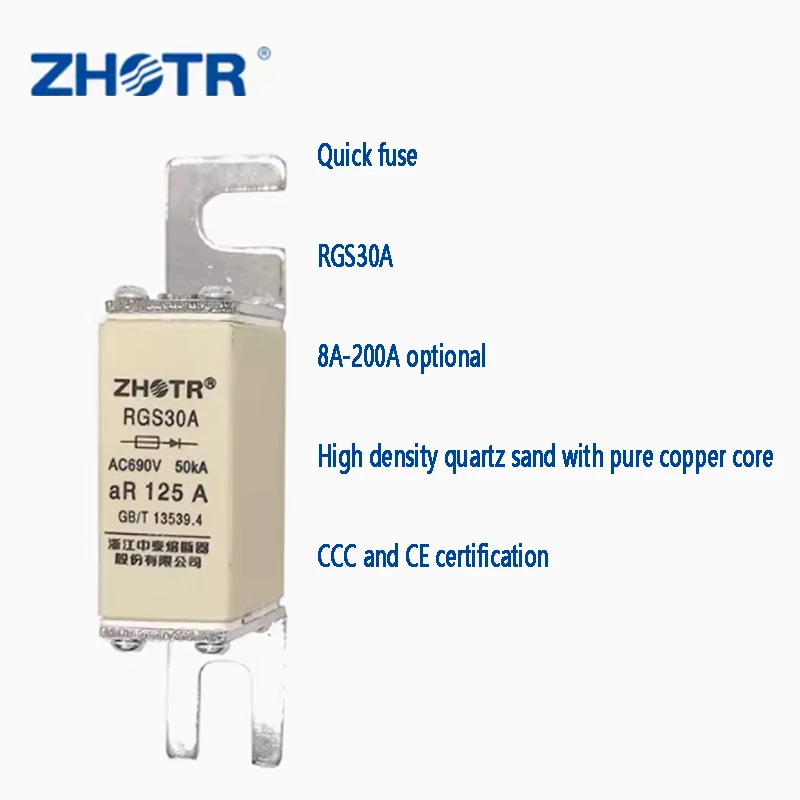 100% silver slice Quick fuse RGS30A 3NE87 aR square tube bolt connection 8A 10A 16A 20A 25A 32A 50A 63A 80A 100A 125A 150A 160A